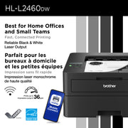 Brother HL-L2460DW Wireless Compact Monochrome Laser Printer with Duplex, Mobile Printing, Black & White Output