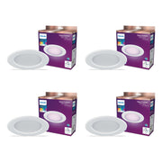 Philips Smart Wi-Fi Connected LED 85-Watt Recessed Can Downlight, Full-Color and Tunable White, Dimmable, Frosted 5-6 Inch Trim Size, E26 Base, 4-Pack, 562314-4