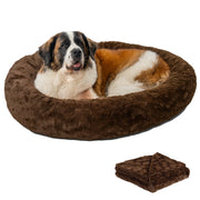 Best Friends by Sheri Calming Lux Donut Cuddler Pet Bed Bundle, Extra Large 45x45, Oyster, 4959