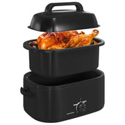 RoyalCraft Z-ER 26QT Electric Turkey Roaster Oven w/Visible Glass Lid, Black