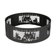 Bond Yosemite Outdoor Fire Ring, 36 in Diameter, Steel Construction, Powder-Coated Black Finish, Forest Camping Scene, 81529279