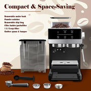 Bluebow Espresso Machine with Grinder 20Bar Semi-Automatic Coffee Maker with Milk Frother Steam Wand