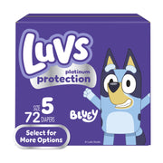 Luvs Platinum Protection Baby Diapers, Size 5, 72 Count, Triple Leakguard, Hypoallergenic, Bluey Pattern