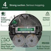 iRobot Roomba Plus 505 Combo Robot Vacuum and Mop with AutoWash Dock, DualClean Mop Pads, SmartScrub, 70x Suction, Carpet Boost, ClearView Pro LiDAR Navigation, PrecisionVision AI, Black