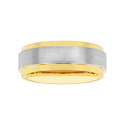 Brilliance Fine Jewelry TG17179/10 Men's Two-Tone Tungsten Step Edge Satin Wedding Ring - 8mm Comfort Fit, 10
