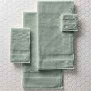 Better Homes & Gardens Signature Soft Cotton Popcorn Textured Bath Towel, Arctic White and Green River