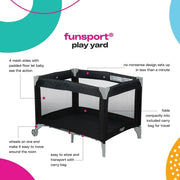 Cosco Kids PY363HGC Funsport Portable Compact Baby Play Yard With Carry Bag, Noir Dot