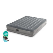 Intex 64114WL Prestige Air Mattress with Built-In USB Pump, Gray, Queen