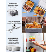 MPOW Cordless Electric Lunch Box, Battery Powered with Automatic Scheduled Heating, 5.5 Cups Capacity, Removable Tray Divider, Leakproof, Dishwasher Safe