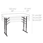 Lifetime 80160 Commercial Height Adjustable Folding Utility Table, 4 Feet, White Granite