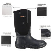 HISEA Men's Mid Rain Boots Waterproof Rubber Boots for Men Muck Mud Boots Outdoor, Size: 11, Black - Comfortable