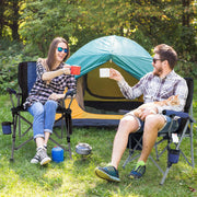 HoneiLife 2 Pack Folding Camping Chair, Heavy Duty Portable Outdoor Chair with Oversized Seat, Cup Holder, Carry Bag, Blue