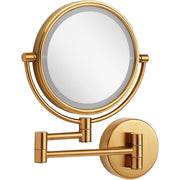 Signature Hardware SH662008BG Harbin Magnifying Double-Sided Wall-Mount Lighted Makeup Mirror - Brushed Gold