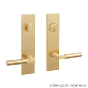 Signature Hardware EH.SSQTB.2600.10.R.SBS-NB Tolland Brass Entrance Door Set - Lever Handle - Right Hand, Satin Brass