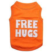 Parisian Pet Free Hugs Dog T-Shirt, 100% Cotton, Lightweight Breathable Sleeveless Orange, XS - Machine Washable