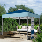 Alpha Joy 10x10ft Pop-up Canopy, One-Button Setup, Waterproof Polyester with UPF 50+, Adjustable Height, Blue & Light Blue