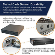 APG Series 4000 Heavy Duty Cash Drawer, MultiPRO 320 Interface, Printer Driven, Black, 18 in, JB320-BL1816-C