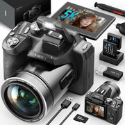 NBD S205 64MP 5K Autofocus Digital Camera with 16X Zoom, Manual Focus, WiFi, App Control, Compact Vlogging Travel Camera with SD Card and 2 Batteries