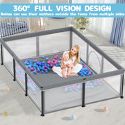 G TALECO GEAR Large Baby Playpen with Mat, Foldable Portable Travel Play Yard, 50 x 71 in, Gray