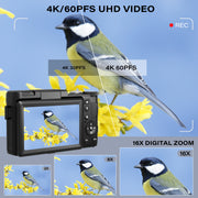 Marvue DC062-NBUS04 4K Vlogging Camera 48MP 16X Digital Zoom with Macro Function & Liftable Flash