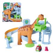Spin Master Paw Patrol Lift & Race Dino Playset with 25 cm Brachiosaurus, Marshall Pup Squad Racer, Rhubarb Figure, Multicolored, 6075941