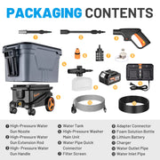 SPBTAR Electric High Pressure Washer, 2000 PSI, Cordless with 3 Water Supply Modes, 0-180 Swivel Joint, 7.2 Gallon Tank, Portable with Wheels for Car and Patio Cleaning