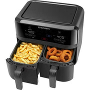 Chefman RJ38-SQPF-45TDB TurboFry Digital Touch Dual Basket Air Fryer XL 9 Quart 1500W Black