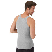 Hanes Men's Cotton Ribbed Tank Top, Moisture-Wicking Cool Comfort Fabric, Tagless, Gray, 2-Pack, Small