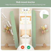 Homfa 4-Tier Wall Bookshelf, Space-Saving Wall-Mounted Book Storage Rack for Kids Room, Green, 43.7 in