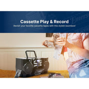 Emerson Portable CD Player Boombox with Cassette Player, Digital AM/FM Radio, MP3 AUX Input, Detachable Stereo Speakers, AC/DC and Battery Operated, Silver, EPB-4000-SL