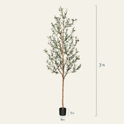 DR.Planzen ZMGGLSJ2HZ2.1m-1 7FT Artificial Olive Tree with Fruits and Wood Branches, Potted Faux Olive Plants
