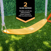 Sportspower WP-719 My First Wood Swing Set with 2 Swings, Rock Climber & 6' Double Wall Slide, Brown