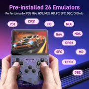 ZYTKWT R36S Handheld Game Console, 3.5-Inch IPS HD Screen, 128GB Memory, 20,000+ Games, 26 Emulators, Quad-Core RK3326 Processor, Gray