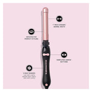 Beachwaver B1 Rotating Curling Iron, 1-Inch Ceramic Barrel, Automatic Curling, Midnight Rose, Dual Voltage, 3 Heat Settings BW160BX