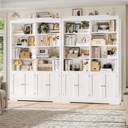 Homfa 73in Tall Double Row Bookshelf with 4 Doors, 6-Tier 8 Cubes Display, Adjustable Shelves, White, H-053271A