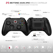 BEITONG Asura 2 Pro Wireless Gamepad Hall Effect Trigger Game Controller for PC Black 1 Count 1 Pack