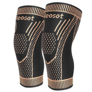 Reosot Copper Knee Brace 2-Pack, Compression Knee Sleeves with Copper-Infused Fabric, Black, Large
