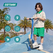 GOTRAX Scout 2.0 Kids Electric Scooter, 80W Motor, 6 MPH Max Speed, Colorful LED Front Wheel and Deck, Lightweight Aluminum Frame, Blue