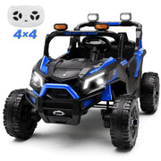 Wisairt 4WD 24V Ride On Toy Car, 2-Seater Electric Power UTV with Remote Control, LED Lights, Spring Suspension, 3 Speeds, Music, Blue