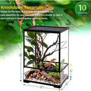 Neptonion Mini Reptile Glass Terrarium, Durable Heat-Resistant Aluminum Alloy Frame, Double Swinging Doors, Waterproof Base, 12.2 x 12.2 x 12.2 in