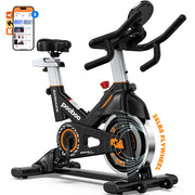 POOBOO D525KM03 Stationary Exercise Bike with LCD Monitor, Gray