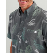 Huk Kona KC Short-Sleeve Button-Down Shirt - Volcanic Ash Monstera - 3XL