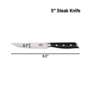 All-Clad Forged Steak Knife Set, 4-Piece, German Stainless Steel Blades, Cryo-Hardened, Black Triple-Riveted POM Handles, 5-Inch Serrated Blades, K272S464