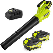 Pulituo Leaf Blower Cordless with 2 Battery and Charger, 400CFM High Speed Leaf Blower with 2 Tubes