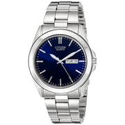 Citizen Men's Classic Quartz Wrist Watch, Blue Sunray Dial, Silver-Tone Stainless Steel, 40mm, BF0580-57L
