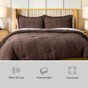 Better Homes & Gardens Full/Queen Comforter Set, Heavyweight Warmth, Brown Rippled Chenille, 3-Piece