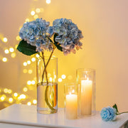 Glasseam Clear Glass Cylinder Vases Set of 12, Hurricane Pillar Candle Holders, 6 in, 8 in, 10 in