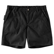 Carhartt Women's Rugged Flex Canvas Work Shorts, Black, Relaxed Fit, Stretch Waistband, Durable Micro Sand Stretch Canvas, 105730-N04-8