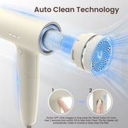 GCZ 1500W Foldable High-Speed Ionic Hair Dryer with Diffuser and Nozzle, 3 Heat and Speed Settings, Ivory, HDH-002