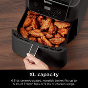 Ninja AF180 4-in-1 Pro XL Air Fryer, 6.5 Qt Capacity, Air Crisp Technology, Nonstick Basket & Crisper Plate, Black